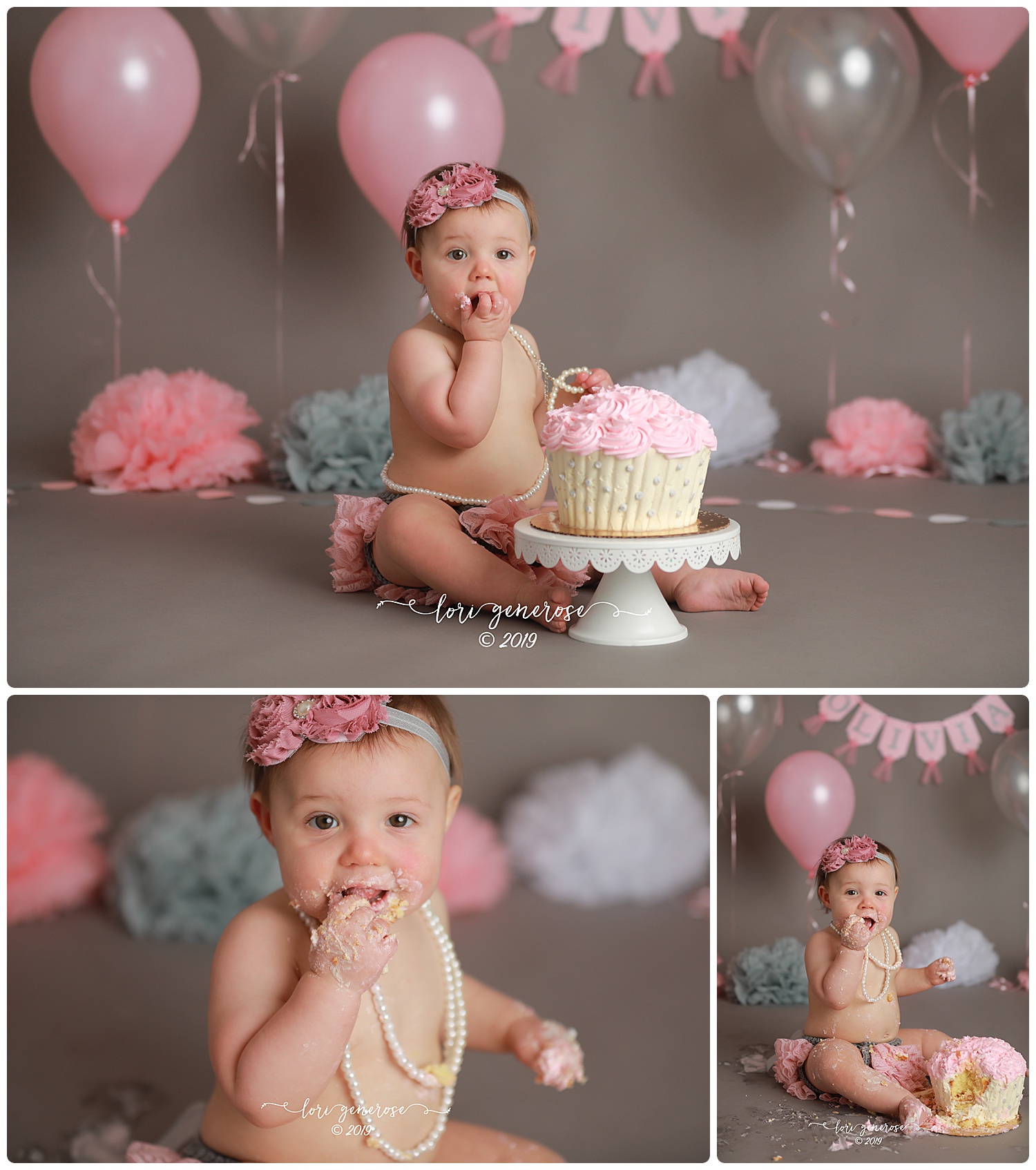 I can't believe little Miss Olivia is ONE!!!! She liked her cake and her pearls! 
