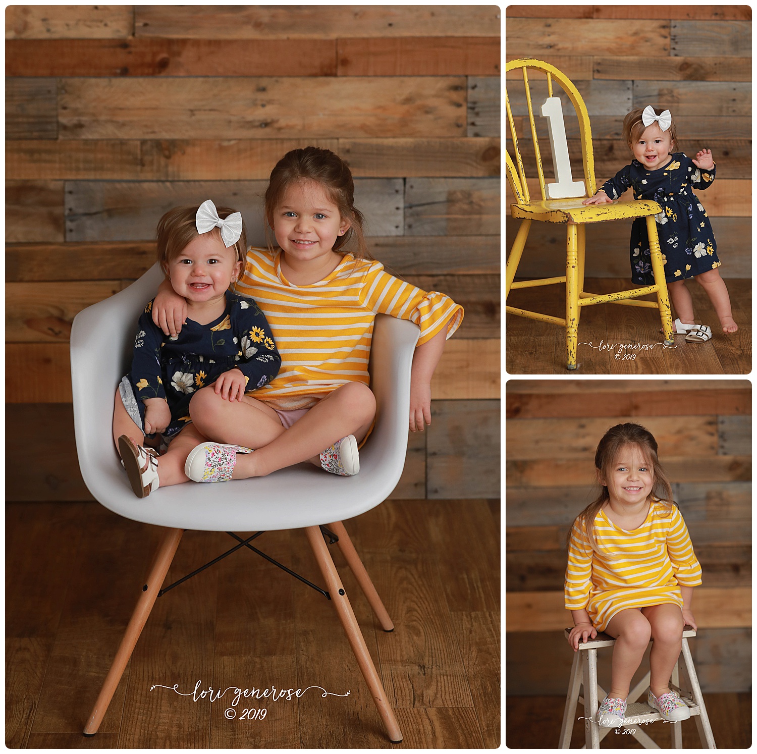 Sisters Dawsyn (turning one) and Emerson! Love the pop of yellow 