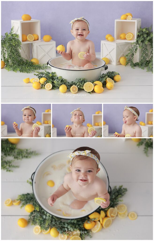 Lemon Fruit Bath Milk Bath Alternative To Cake Smash from Lehigh Valley Photographer