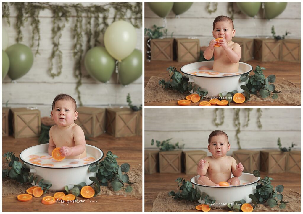 Oranges Fruit Bath Milk Bath Alternative To Cake Smash from Lehigh Valley Photographer