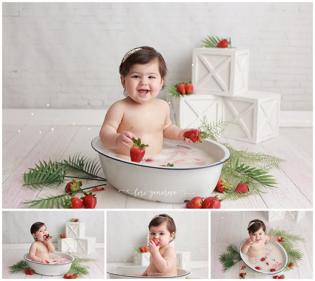 Strawberry Fruit Bath Milk Bath Alternative To Cake Smash from Lehigh Valley Photographer