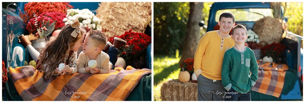 Fall family and Blue Truck mini sessions for October photo shoots in the Lehigh Valley, PA